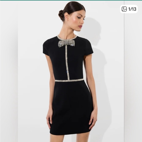Alice + Olivia Dresses & Skirts - Alice + Olivia Black Embellished Bow Sophie Mini Dress